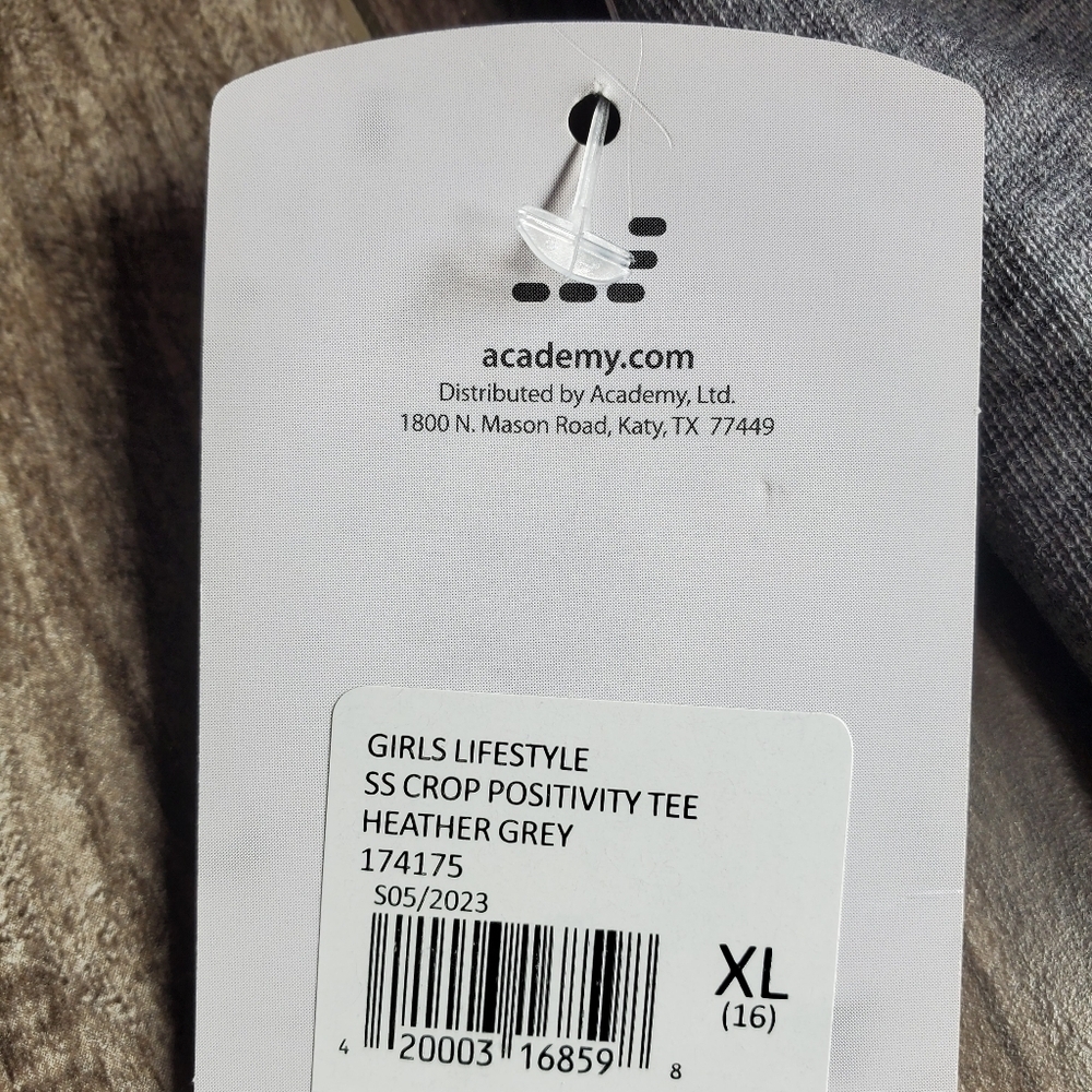 Nwt Bcg Girls Lifestyle Short Sleeve Cropped Positivity Tee Heather Gray Size Xl — image 2 of 8